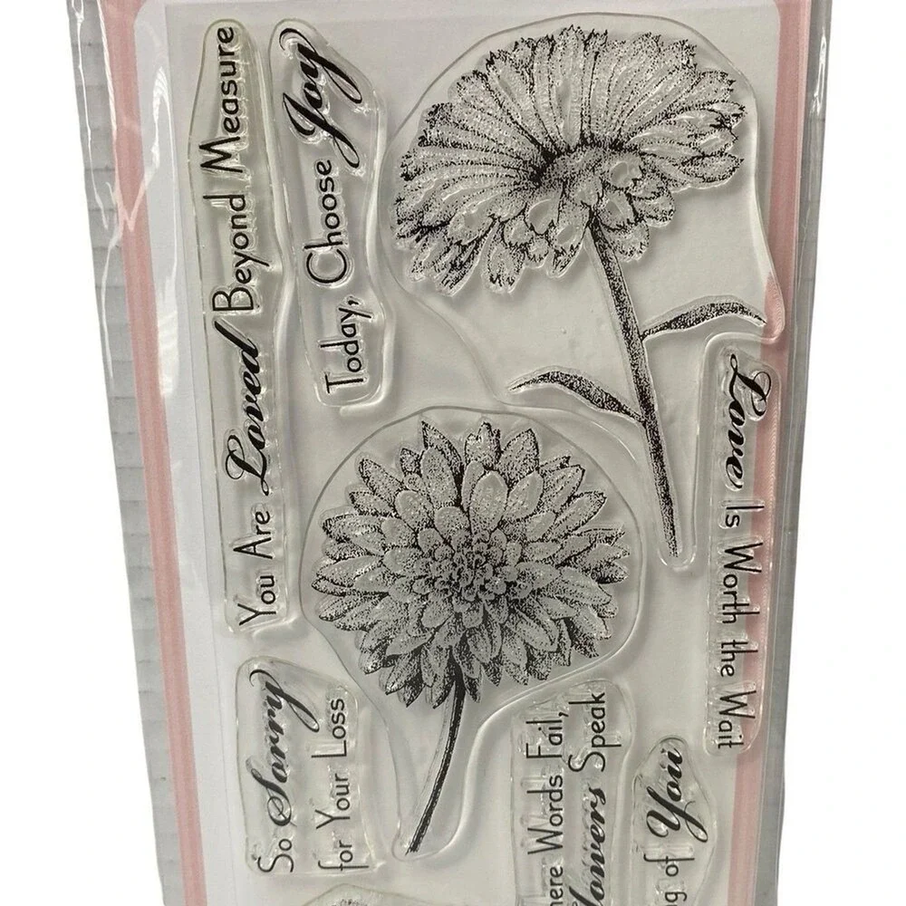 My Favorite Things Clear Stamps 9pc Flowers & Sentiments Bereavement Loved Joy
